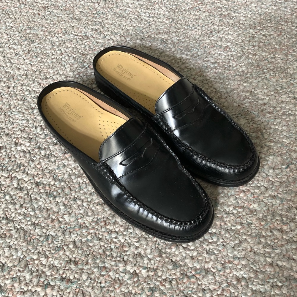 Bass Weejuns Wynn black penny loafer mules size 8
